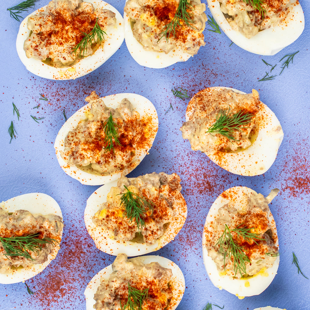 Bedeviled Eggs (Deviled Eggs with Ground Beef)