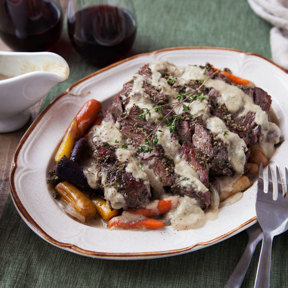 Herb Crusted Beef Roast Recipe With Pan Gravy