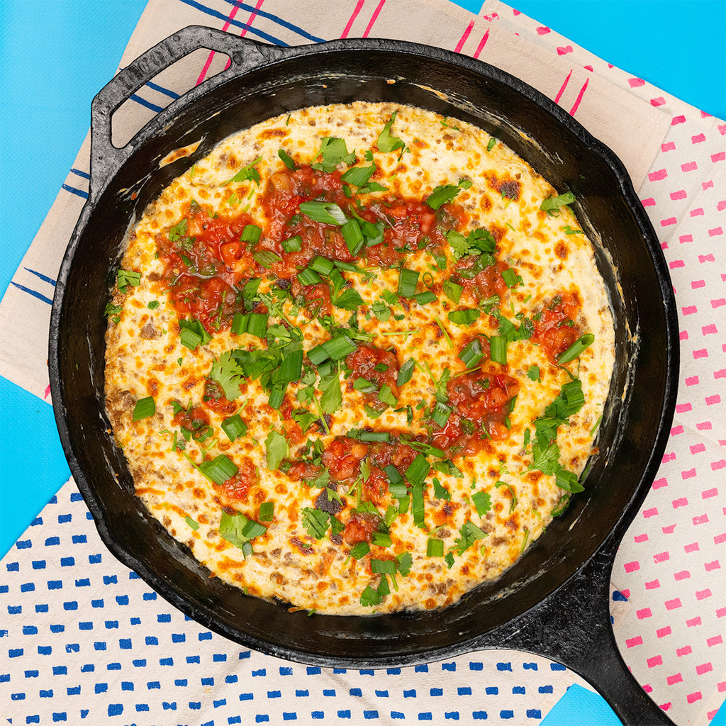 Queso Fundido with Roasted Poblano Salsa